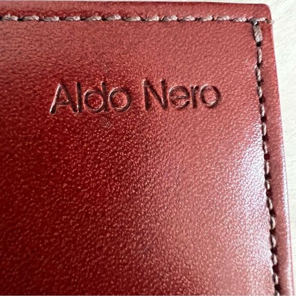 Men’s Leather Bifold Wallet by Aldo Nero  Gorgeous Bicolor Rich Dark Brown - Picture 6 of 12
